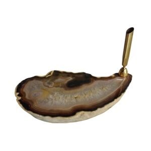 Vintage Sliced Agate Quartz Pen/Pencil Holder/Desktop/Purple/Mauve Size 6X3.5X1